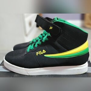 Fila High Top Youth 5.5 Black Yellow Green Sneakers